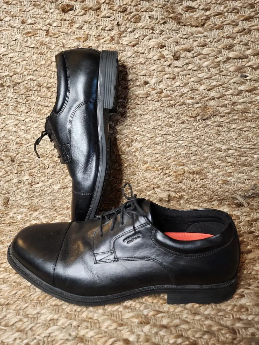 Rockport Men's Charles Road Cap Toe Oxford Black Leather Dress Shoes Size 13